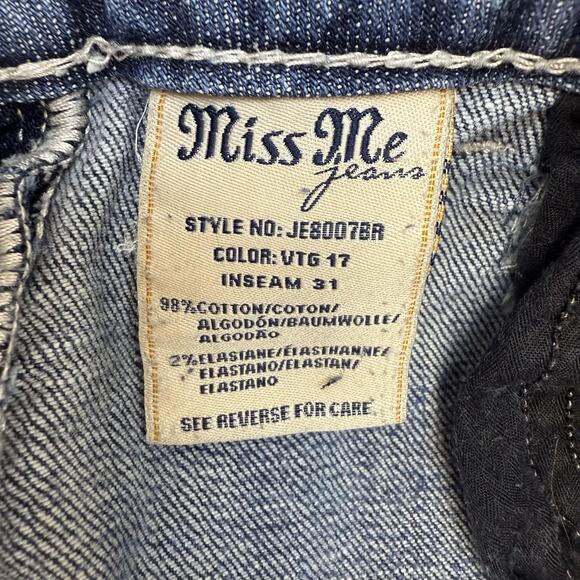Miss Me Jeans Women's 27x31 (4) Blue Bootcut Rhinestone Pocket Flaps Studding - Picture 9 of 16